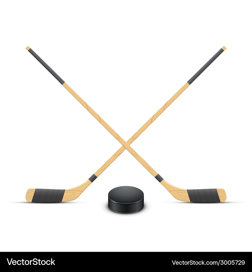 Hockey Sticks And Puck Royalty Free Vector Image